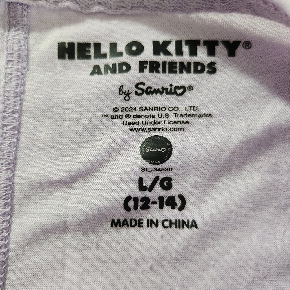 Hello Kitty & Friends Womens Lilac Cropped Graphic  Tee Size Large - Picture 2 of 8
